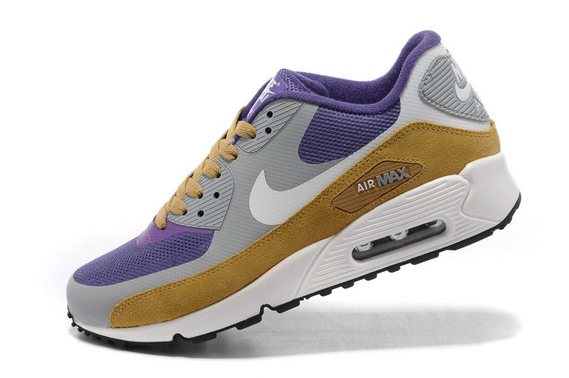 Air Max 90 Hyperfuse fourrure Chaussures Femmes Violet Gris Jaune (4)